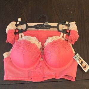 Marilyn Monroe Pink and Cream Lace Bra Set 34B/S